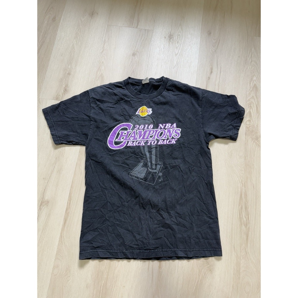 Lakers 2010 NBA Champs Back-To-Back Vintage Black Graphic Tee Men's Size Large
